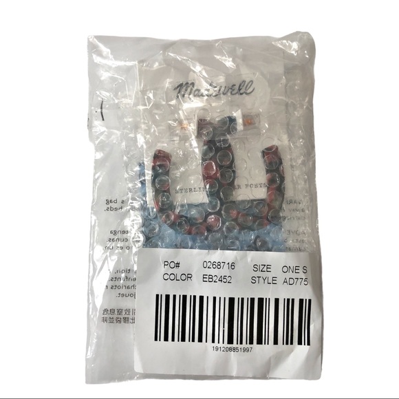 Madewell Oval Acetate Hoop Earrings red/navy multi NWT - Picture 3 of 5